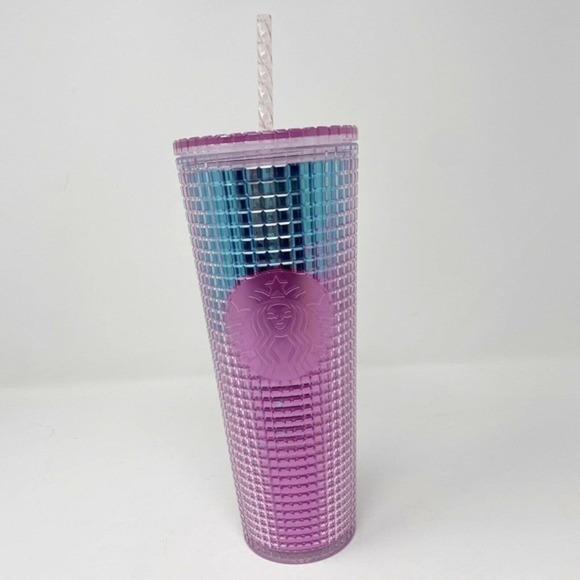 SUMMER 2021 Pink & Blue Sparkle Grid Starbucks Tumbler *NEW/UNUSED* - Picture 1 of 3